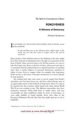 Forgiveness: a Dilemma of Democracy