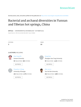 Bacterial and Archaeal Diversities in Yunnan and Tibetan Hot Springs, China