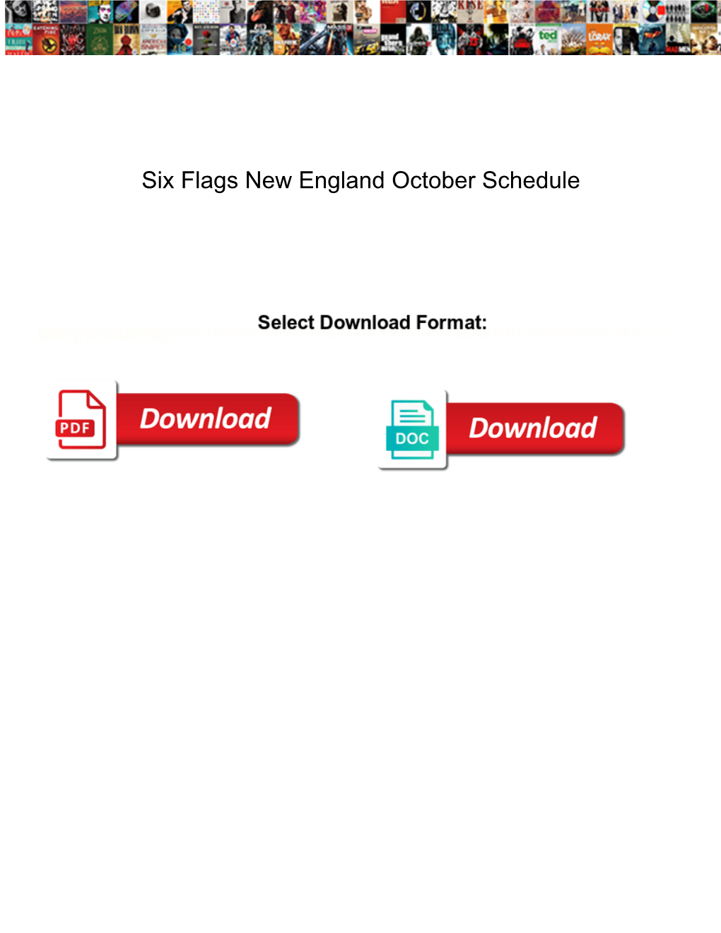 Six Flags New England October Schedule