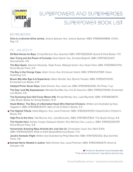 Superheroes and Superpowers Booklist