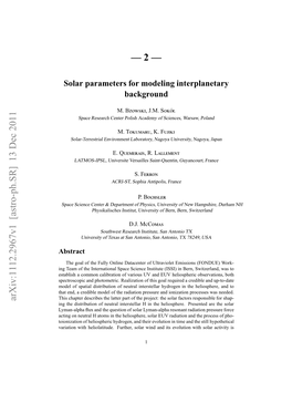 Solar Parameters for Modeling Interplanetary Background