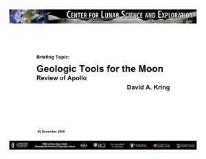Geologic Tools for the Moon Review of Apollo David A
