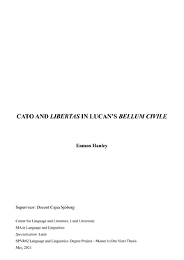 Cato and Libertas in Lucan's Bellum Civile