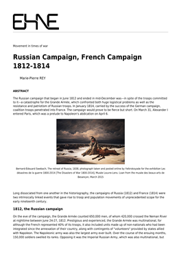 Russian Campaign, French Campaign 1812-1814