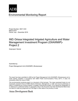 38411-043: Orissa Integrated Irrigated Agriculture and Water