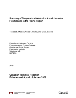 Summary of Temperature Metrics for Aquatic Invasive Fish Species in the Prairie Region