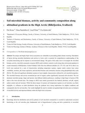 Soil Microbial Biomass, Activity and Community Composition Along