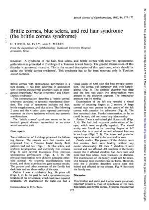 Brittle Cornea, Blue Sclera, and Red Hair Syndrome (The Brittle Cornea Syndrome)