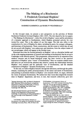 The Making of a Biochemist Construction of Dynamic Biochemistry