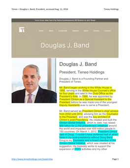 Douglas J. Band President, Teneo Holdings
