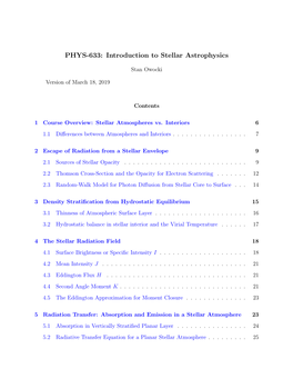 PHYS-633: Introduction to Stellar Astrophysics