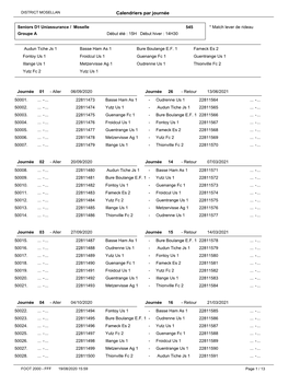 Calendriers Par Journée