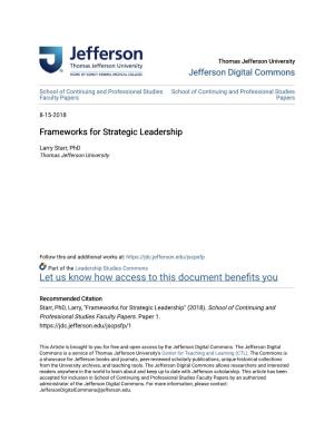 Frameworks for Strategic Leadership