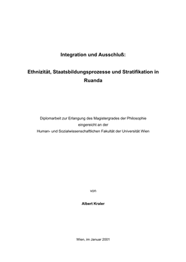 Ethnizität, Staatsbildungsprozesse Und Stratifikation In