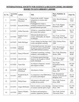 Issr Awarded Books