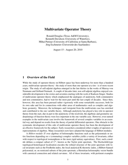 Multivariate Operator Theory
