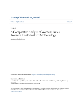 A Comparative Analysis of Women's Issues: Toward a Contextualized Methodology Antoinette Sedillo López
