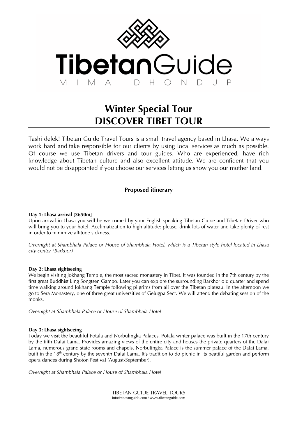 Winter Special Tour DISCOVER TIBET TOUR