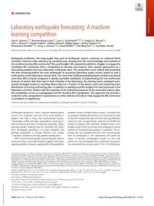 Laboratory Earthquake Forecasting: a Machine Learning Competition PERSPECTIVE Paul A