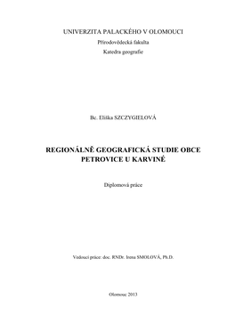 Regionálně Geografická Studie Obce Petrovice U Karviné