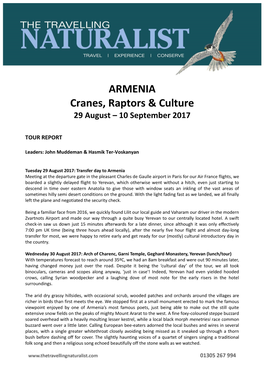 ARMENIA Cranes, Raptors & Culture