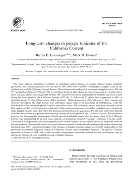 Long-Term Changes in Pelagic Tunicates of the California Current