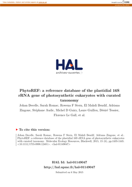 A Reference Database of the Plastidial 16S Rrna Gene Of