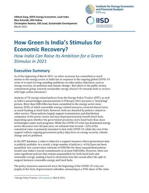 How Green Is India's Stimulus for Economic Recovery?