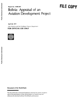 Bolivia: Appraisal of an Aviation Development Project