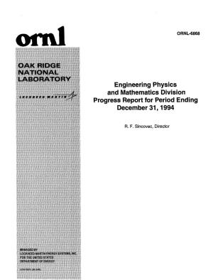 OAK RIDGE NATIONAL LABORATORY Engineering Physics