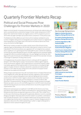Quarterly Frontier Markets Recap Political and Social Pressures Pose Challenges for Frontier Markets in 2020