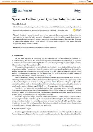 Spacetime Continuity and Quantum Information Loss