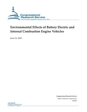 Environmental Effects of Battery Electric and Internal Combustion Engine Vehicles
