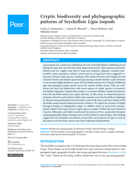Cryptic Biodiversity and Phylogeographic Patterns of Seychellois Ligia Isopods