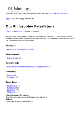 Our Philosophy- Falsafatuna