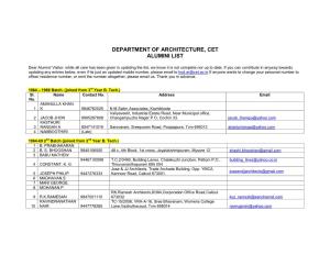 Department of Architecture, Cet Alumini List