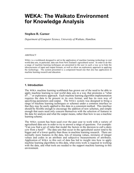 WEKA: the Waikato Environment for Knowledge Analysis