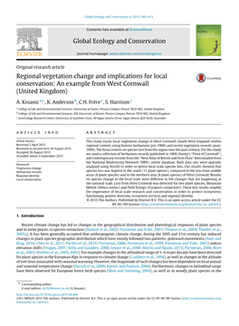 Regional Vegetation Change and Implications for Local Conservation: an Example from West Cornwall (United Kingdom)