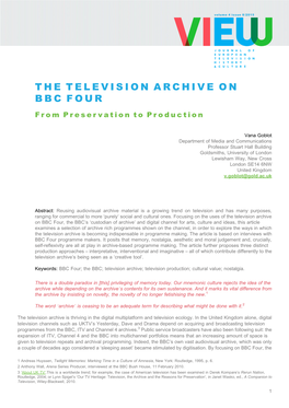 The Television Archive on Bbc Four