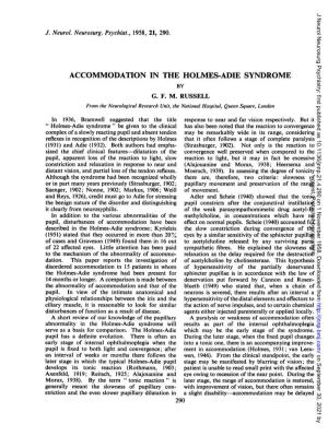 Accommodation in the Holmes-Adie Syndrome by G