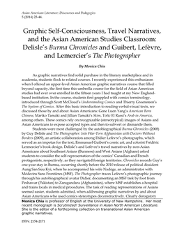 Burma Chronicles and Guibert, Lefèvre, and Lemercier’S the Photographer