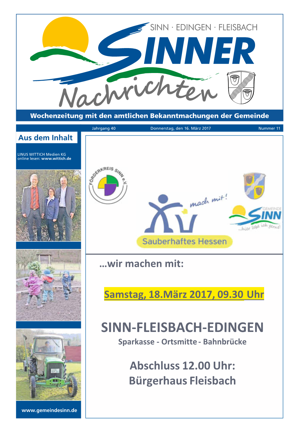 Sinner Nachrichten Nr. 11 Vom 16.03.2017