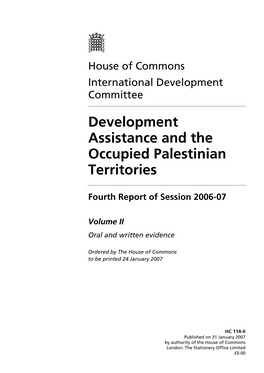 Development Assistance and the Occupied Palestinian Territories