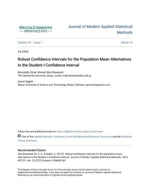 Confidence Intervals for the Population Mean Alternatives to the Student-T Confidence Interval
