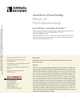 History of Psychopharmacology