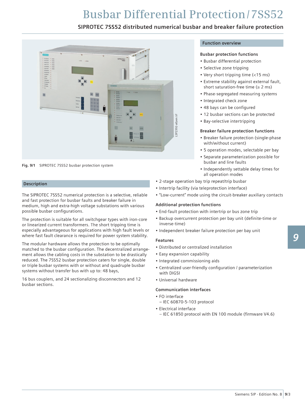 Busbar Differential Protection / 7SS52 SIPROTEC 7SS52 Distributed ...