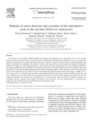 Methods of Estrus Detection and Correlates of the Reproductive Cycle