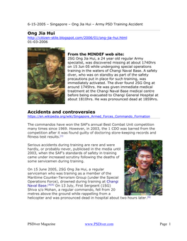 6-15-2005 – Singapore – Ong Jia Hui – Army PSD Training Accident
