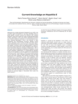 Current Knowledge on Hepatitis E