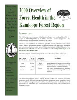 2000 Overview of Forest Health in the Kamloops Forest Region